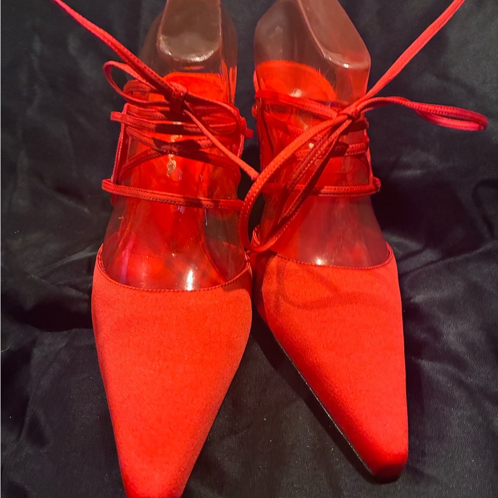 Nina Vibrant Red Lace-Up Heels